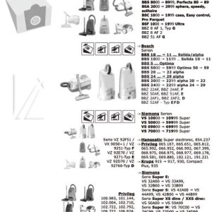 Porszívó alkatrész, S1/S6 PAPÍR PORZSÁK BBZ80AF 457284 helyett SIEMENS/BOSCH ew01700
