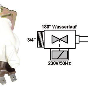 Mosógép alkatrész, MÁGNESSZELEP,  ELEKTROMOS-SZELEP 1-UTAS 180° 12MM ew02137