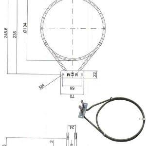 Tűzhely Körfűtőszál, fűtőbetét, 2000W légkeveréses AEG, Electrolux, tűzhelyhez ew03852