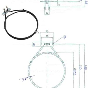 Tűzhely alkatrész, körfűtőszál Pelgrim OST943H, Emax tűzhelyhez ew04121