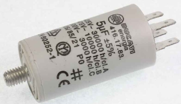 Mosógép, mosogatógép alkatrész, 5,0UF, 450V, INDÍTÓKONDENZÁTOR Arcelik, Ariston, BEKO, Whirpool, Indesit motorokhoz ew04167