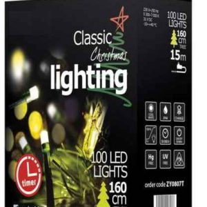 KARÁCSONYI 100 LED-ES KÜLTÉRI FÉNYFŰZÉR, HIDEG FEHÉR, 10m, 3,6W