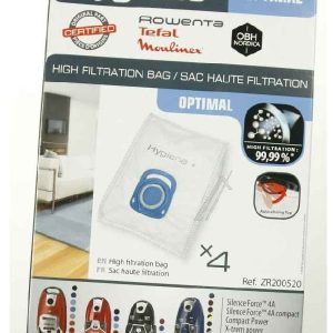 Porzsák mikroszálas 4 DB HYGI?NE + SILENCE FORCE 4A,  Rowenta RO7487 Porzsákos porszívóhoz ew05080