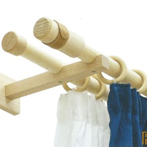 (2 szín 3 méret) Tömörfa karnis szett dupla-Natural-150cm