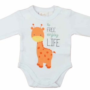 Hosszú ujjú baba body zsiráf mintával