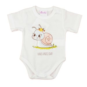 Rövid ujjú baba body cuki Csiga mintával