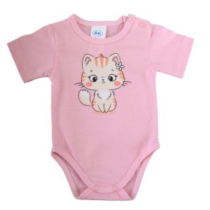 Rövid ujjú baba body cuki Cica mintával