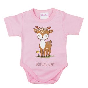 Rövid ujjú baba body cuki Őzike mintával