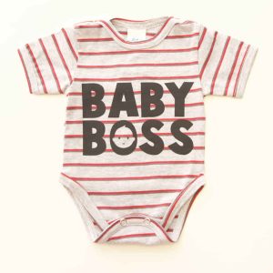 Rövid ujjú dupla patentos " Baby Boss" feliratú baba body