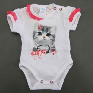 Fodros rövid ujjú baba body cuki Cicás mintával