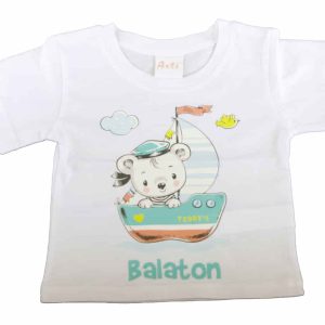 Rövid ujjú Balatonos hajós maci póló