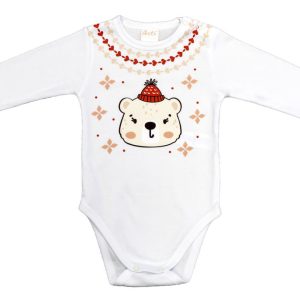 Hosszú ujjú baba body karácsonyi jegesmedve mintával