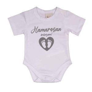 Hamarosan érkezem újszülött baba body, babaváró ajándék
