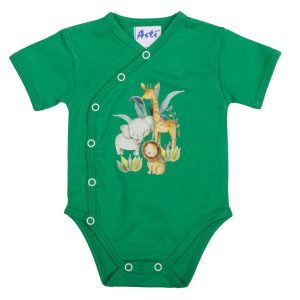 Rövid ujjú elöl patentos baba body szafaris mintával