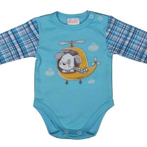 Hosszú ujjú baba body Kutyus mintával