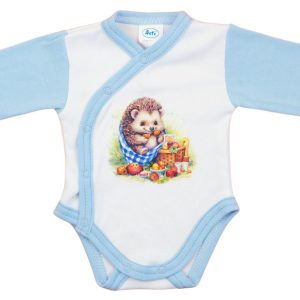 Elöl patentos hosszú ujjú baba body Erdő állatai mintával