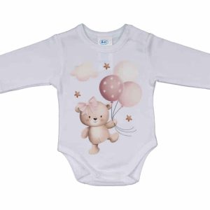 Hosszú ujjú baba body Macis mintával