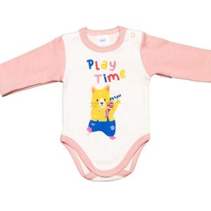 Hosszú ujjú baba body Cicás mintával