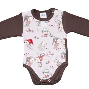 Hosszú ujjú baba body karácsonyi manó mintával