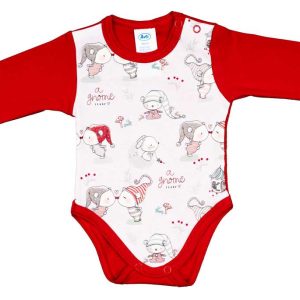 Hosszú ujjú baba body karácsonyi manó mintával