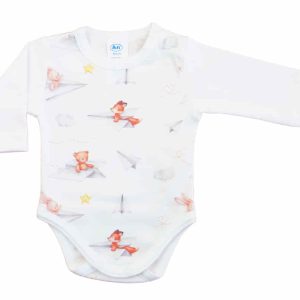 Hosszú ujjú baba body Macis mintával