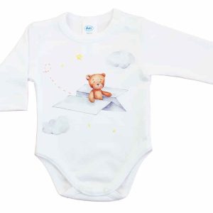 Hosszú ujjú baba body Macis mintával
