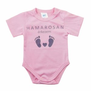 Hamarosan érkezem újszülött baba body, babaváró ajándék