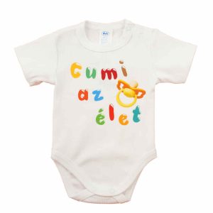 Feliratos rövid ujjú baba body