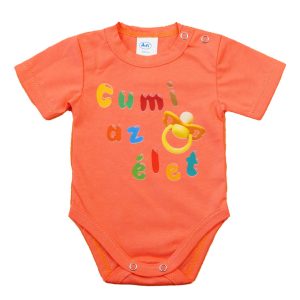 Feliratos rövid ujjú baba body
