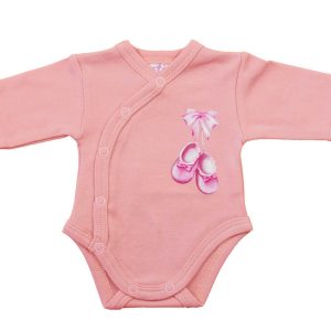Elöl patentos hosszú ujjú baba body – Kis cipő mintával