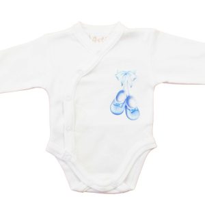 Elöl patentos hosszú ujjú baba body – Kis cipő mintával