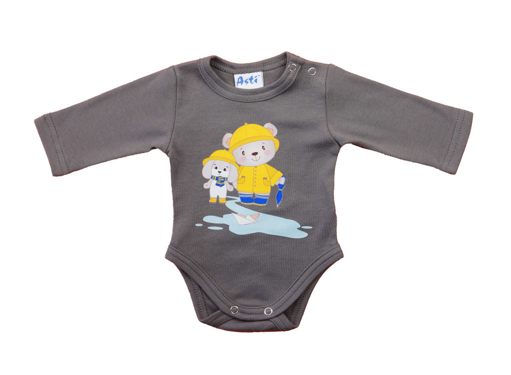 Hosszú ujjú baba body - Macis mintával