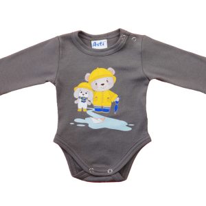 Hosszú ujjú baba body - Macis mintával