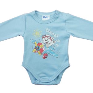 Hosszú ujjú baba body - Repülős maci mintával
