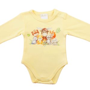 Hosszú ujjú baba body - Állatos mintával