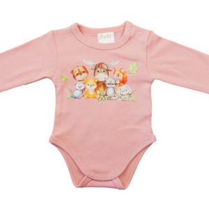 Hosszú ujjú baba body - Állatos mintával