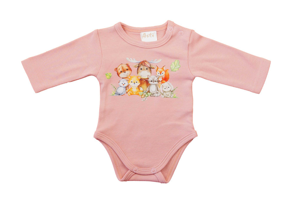 Hosszú ujjú baba body - Állatos mintával