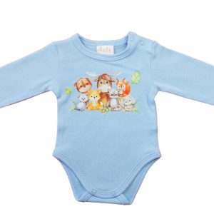 Hosszú ujjú baba body - Állatos mintával