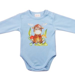 Hosszú ujjú baba body - Állatos mintával