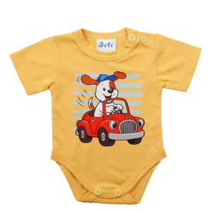 Rövid ujjú baba body Kutyás mintával