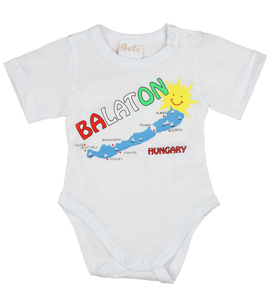 Rövid ujjú baba body Balaton felirattal