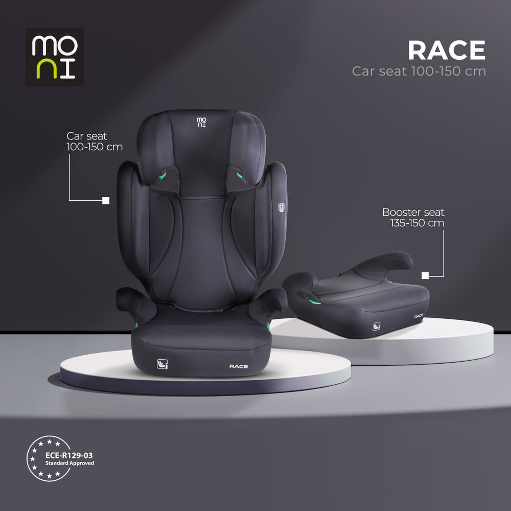 Moni RACE autós ülés 100-150 cm ülésmagasítóvá alakítható FEKETE - Image 2