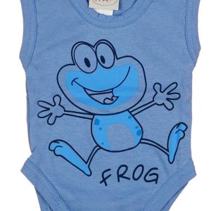 Béka mintás ujjatlan baba body
