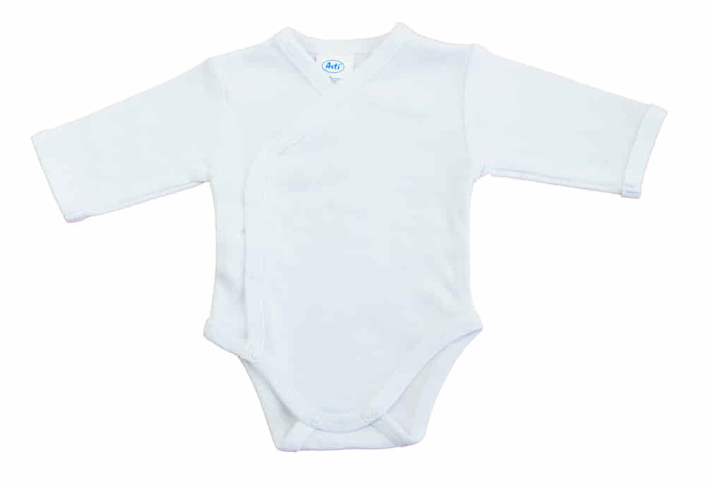 Egyszínű, hosszú ujjú elöl patentos baba body