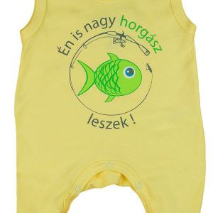 " Én is nagy horgász leszek!" feliratos ujjatlan rugdalózó