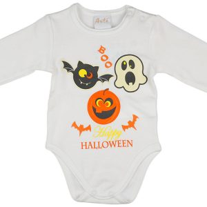 Halloween hosszú ujjú baba body fehér