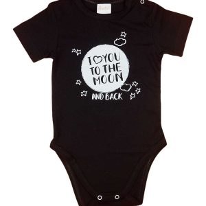 "I love you to the moon and back" feliratos rövid ujjú baba body fekete
