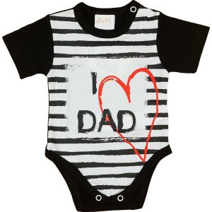 "I LOVE MY DAD" feliratos rövid ujjú baba body fekete