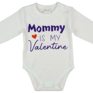 "Mommy is my Valentine" feliratos valentin napi baba body fehér