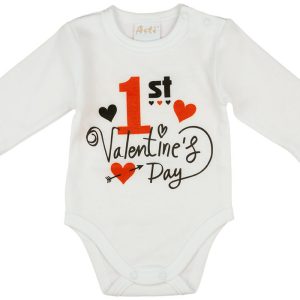 "1st Valentine's day" feliratos valentin napi baba body fehér